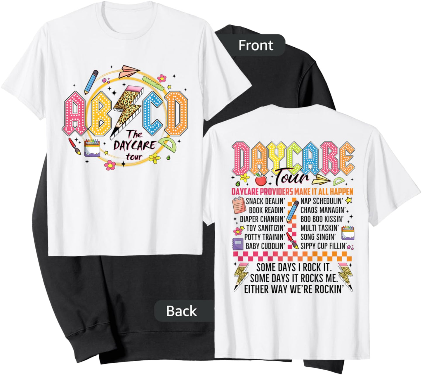 Funny ABCD Daycare Tour Retro Rockin' Back To School Gift Sweatshirt - Sweatshirt | Black