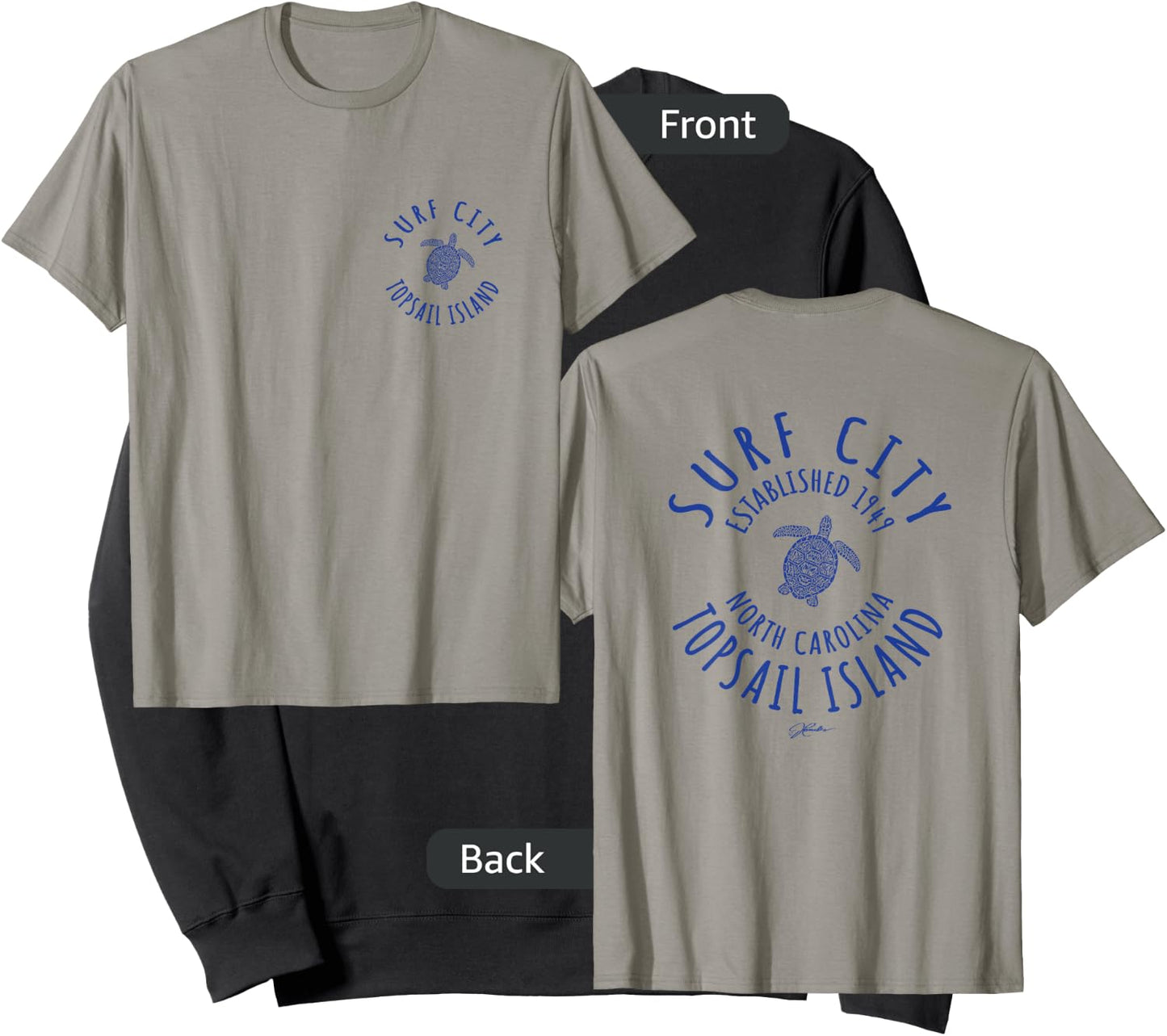 JCombs: Surf City, Topsail Island, NC, Sea Turtle (2-Sided) Sweatshirt - Sweatshirt | Black