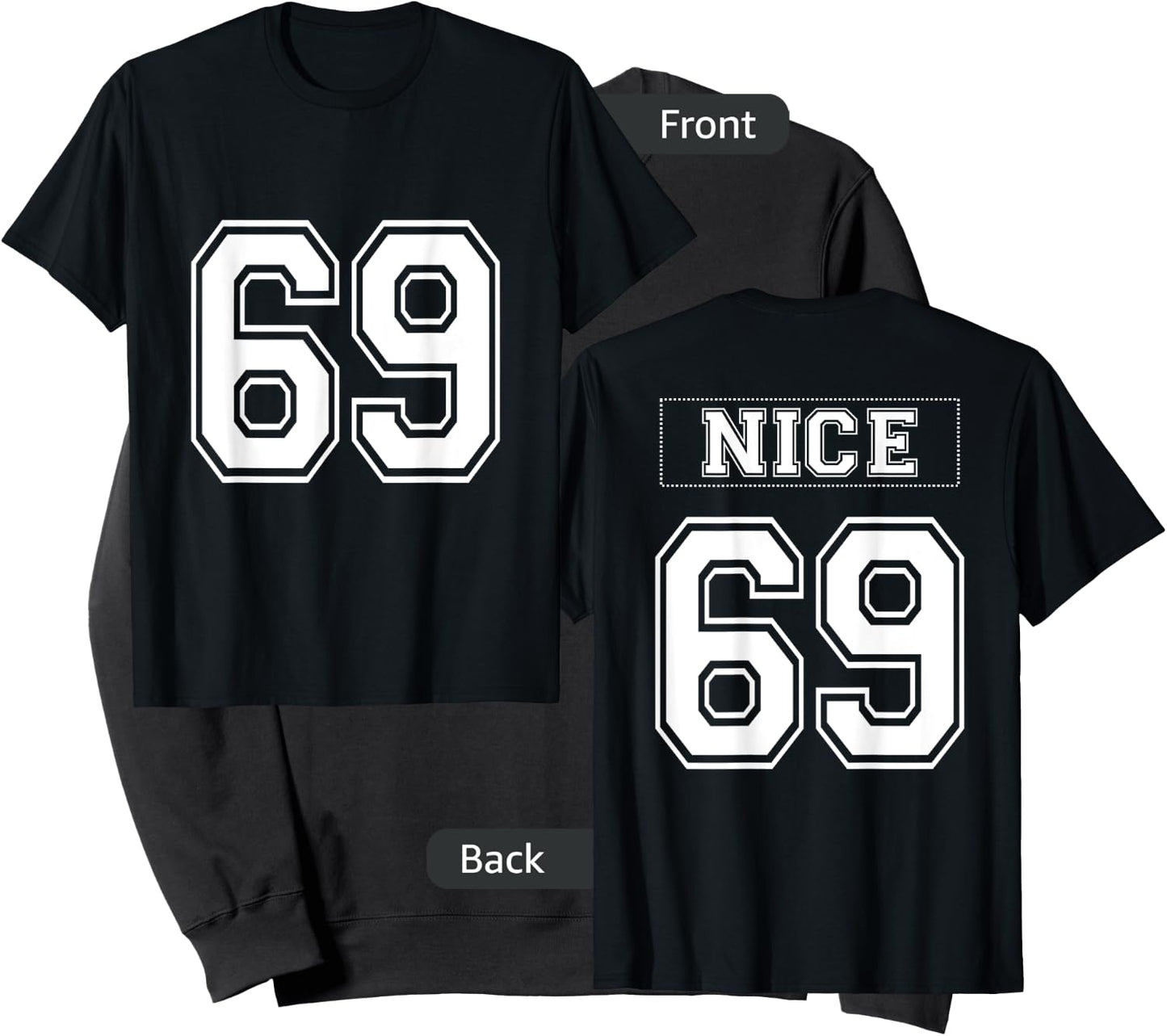 69 Nice - Mock Football Sports Jersey - White Text Sweatshirt - Sweatshirt | Black