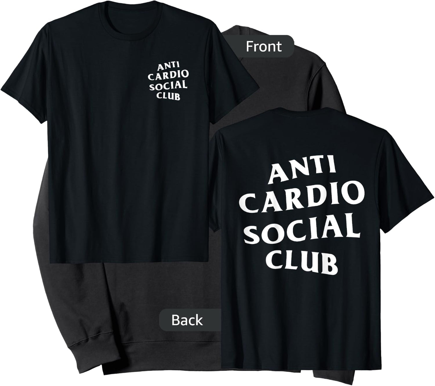 Anti Cardio Social Club: White Logo (Front + Back Design) Sweatshirt - Sweatshirt | Black