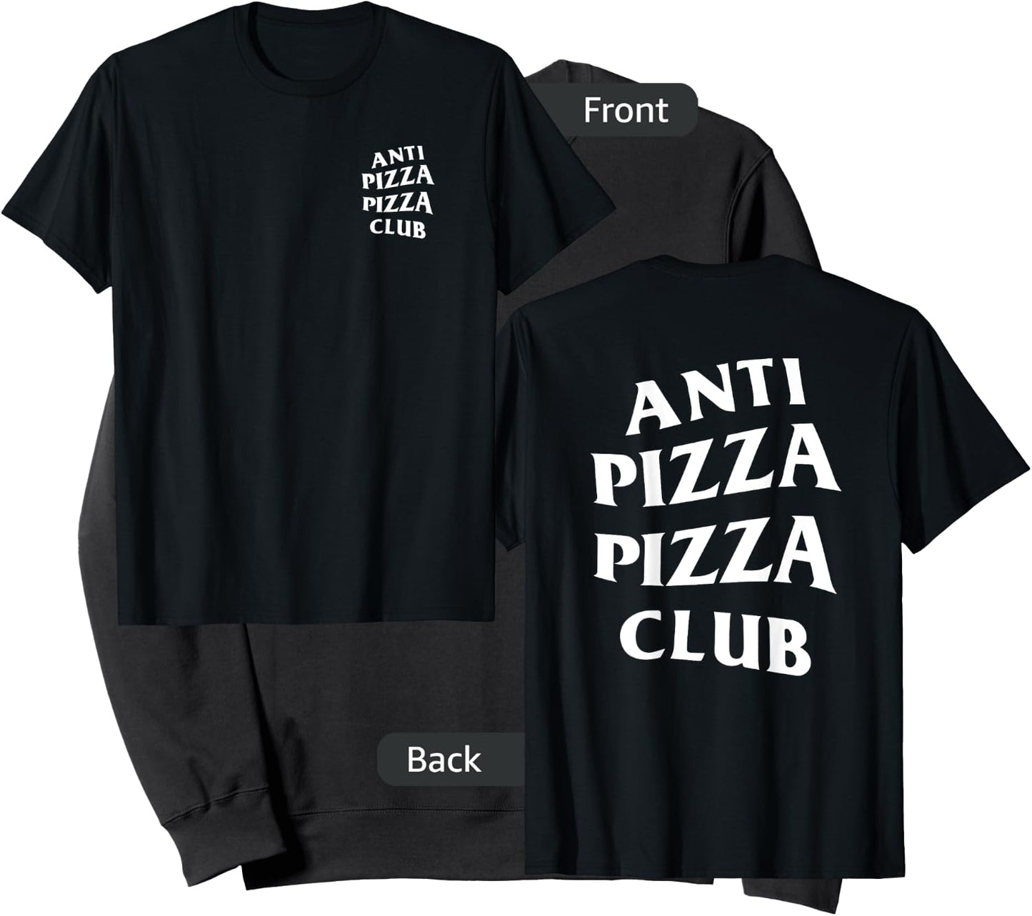 Anti Pizza Pizza Club White Logo (Front + Back Design) Sweatshirt - Sweatshirt | Black