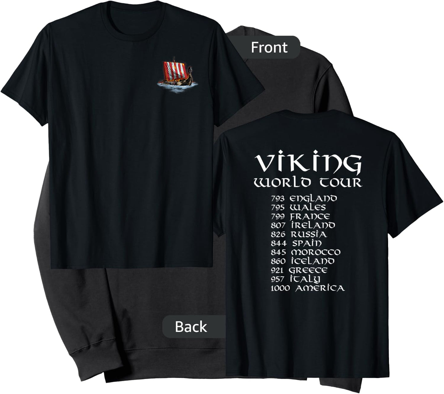 Norse History Gifts For Medieval Viking Explorers - Viking World Tour - Medieval Norse - Maritime History - Men's Black Short Sleeve Classic Fit - Small Sweatshirt - Sweatshirt | Black