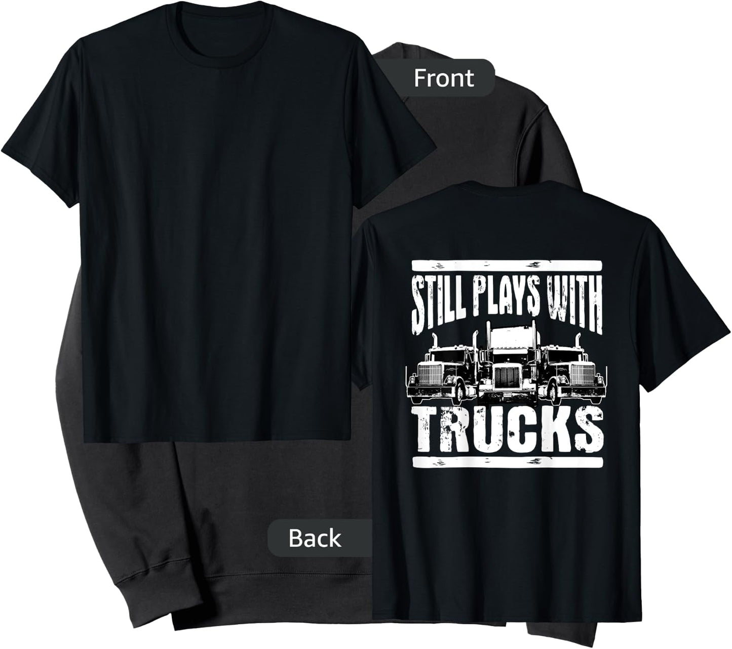 Trucker Tractor Trailer 18 Wheeler Design On Back Sweatshirt - Sweatshirt | Black