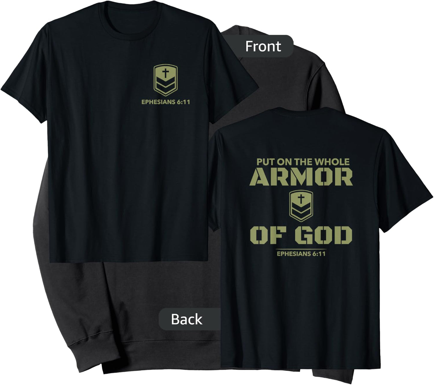 God's Armor Warrior Ephesus 6:11 Front and Back Design Sweatshirt - Sweatshirt | Black