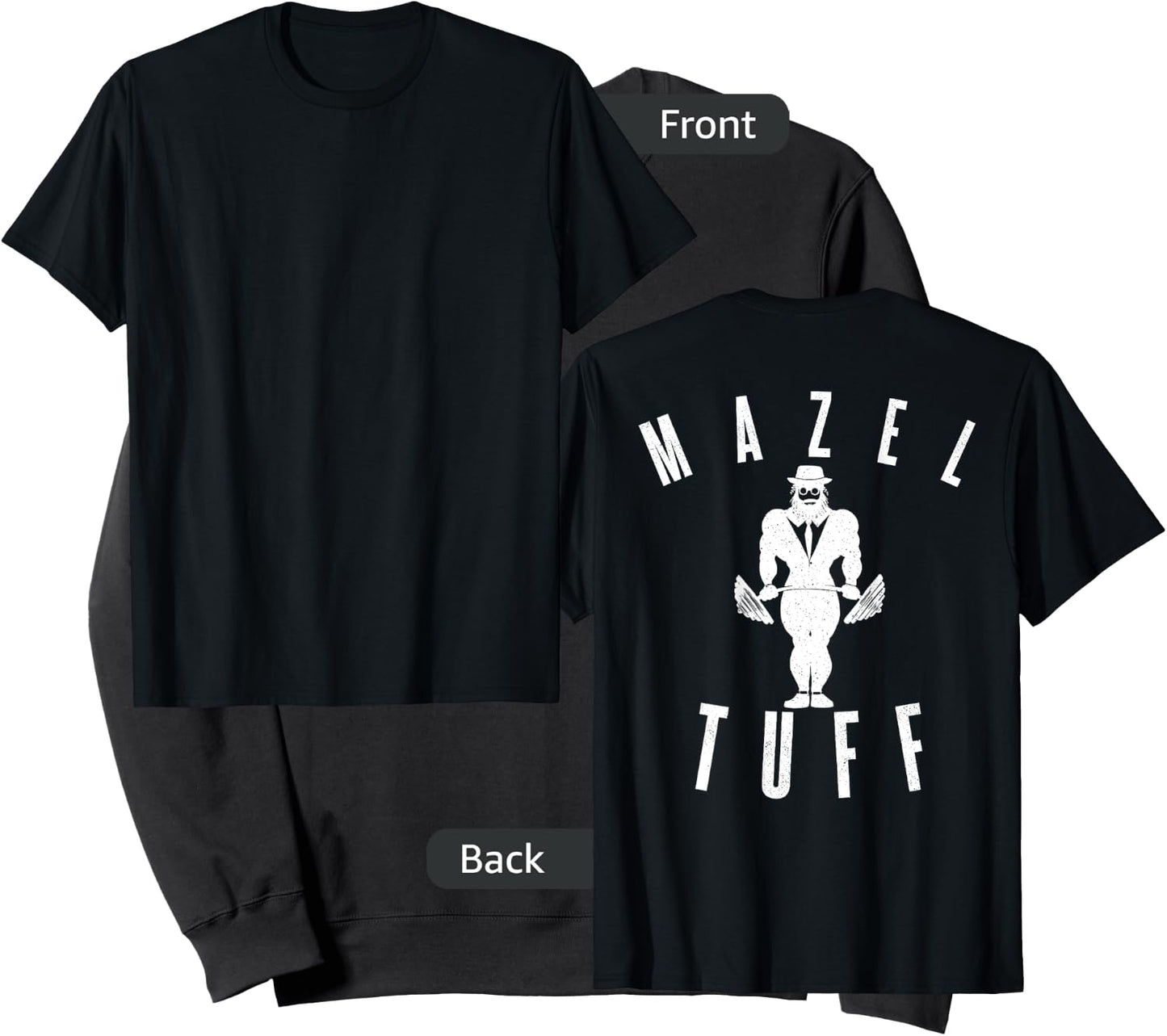 MAZEL TUFF PUN Strong Gym Jew Weightlifting Rabbi BACKPRINT Sweatshirt - Sweatshirt | Black