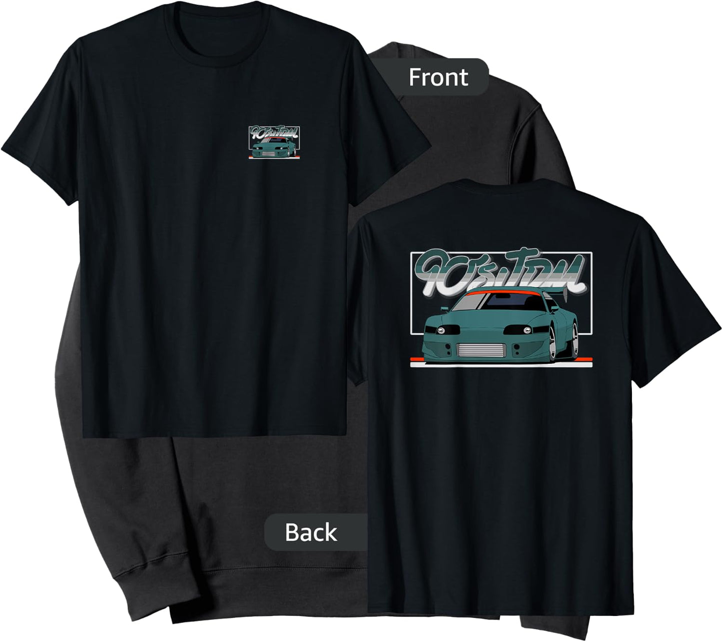 90s JDM TY MK4 GT Teal Car 2-Side Graphic Sweatshirt - Sweatshirt | Black