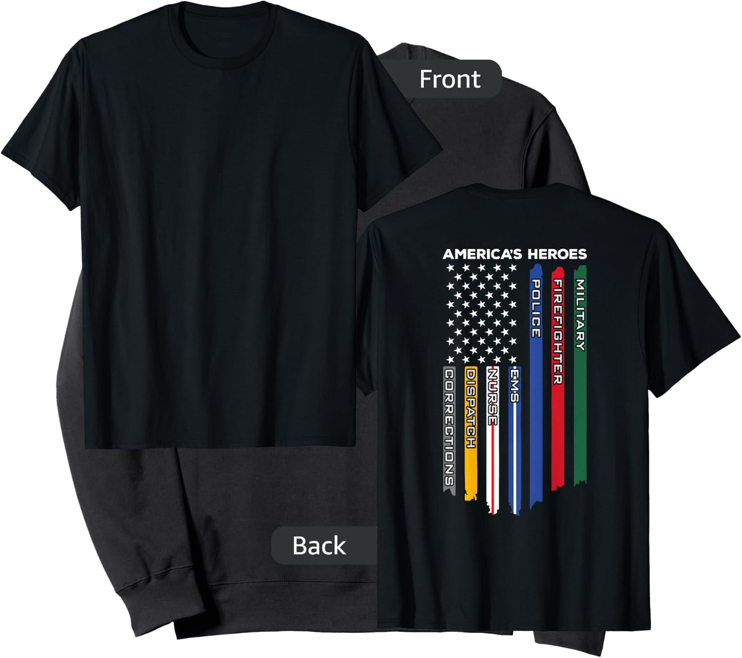 First Responders - Police Military Firefighter Nurse - Back Small Sweatshirt - Sweatshirt | Black