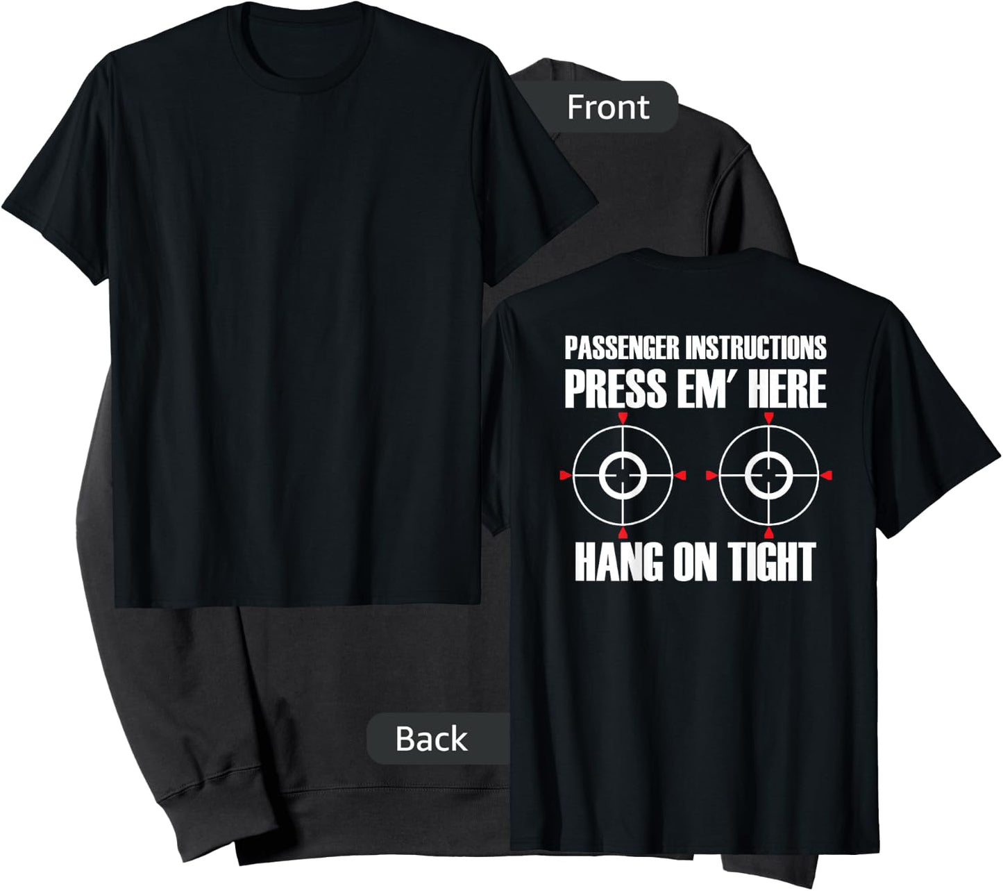 BACK PRINT Motorcycle Passenger Instructions Press Em' Here Sweatshirt - Sweatshirt | Black