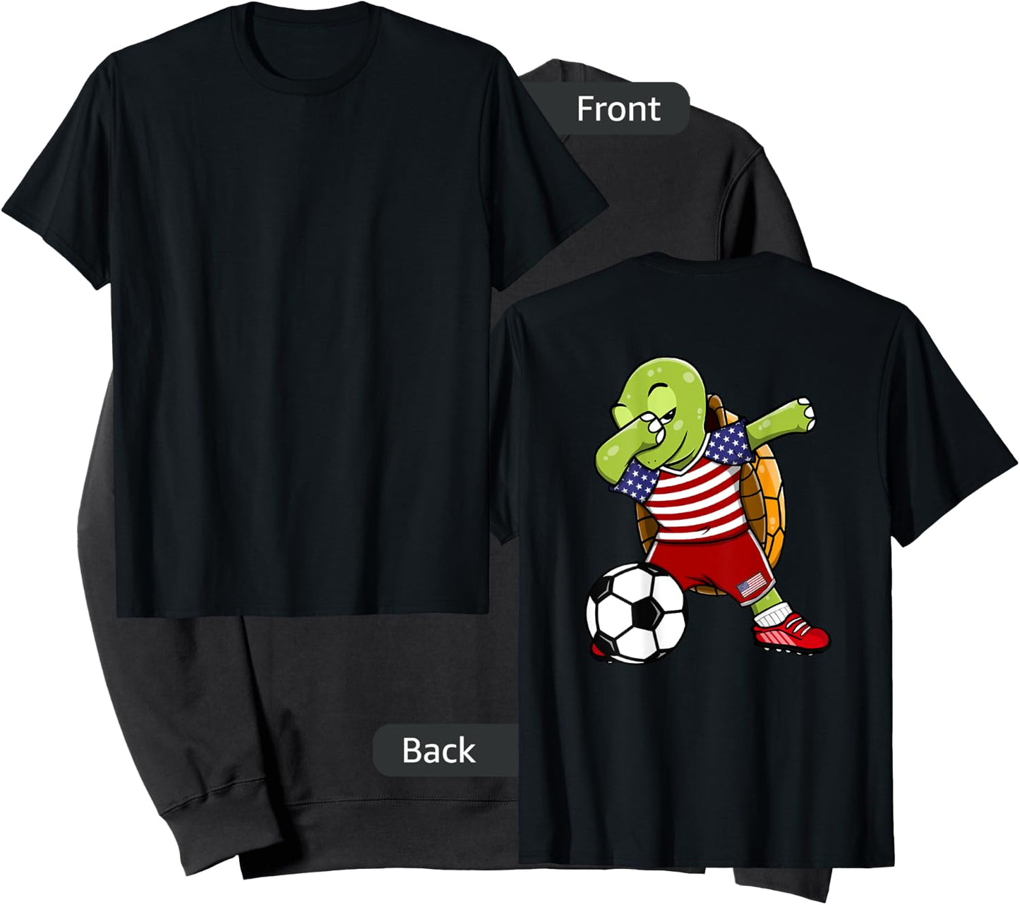 Dabbing Turtle America Soccer Fans US Flag Football Lovers Sweatshirt - Sweatshirt | Black