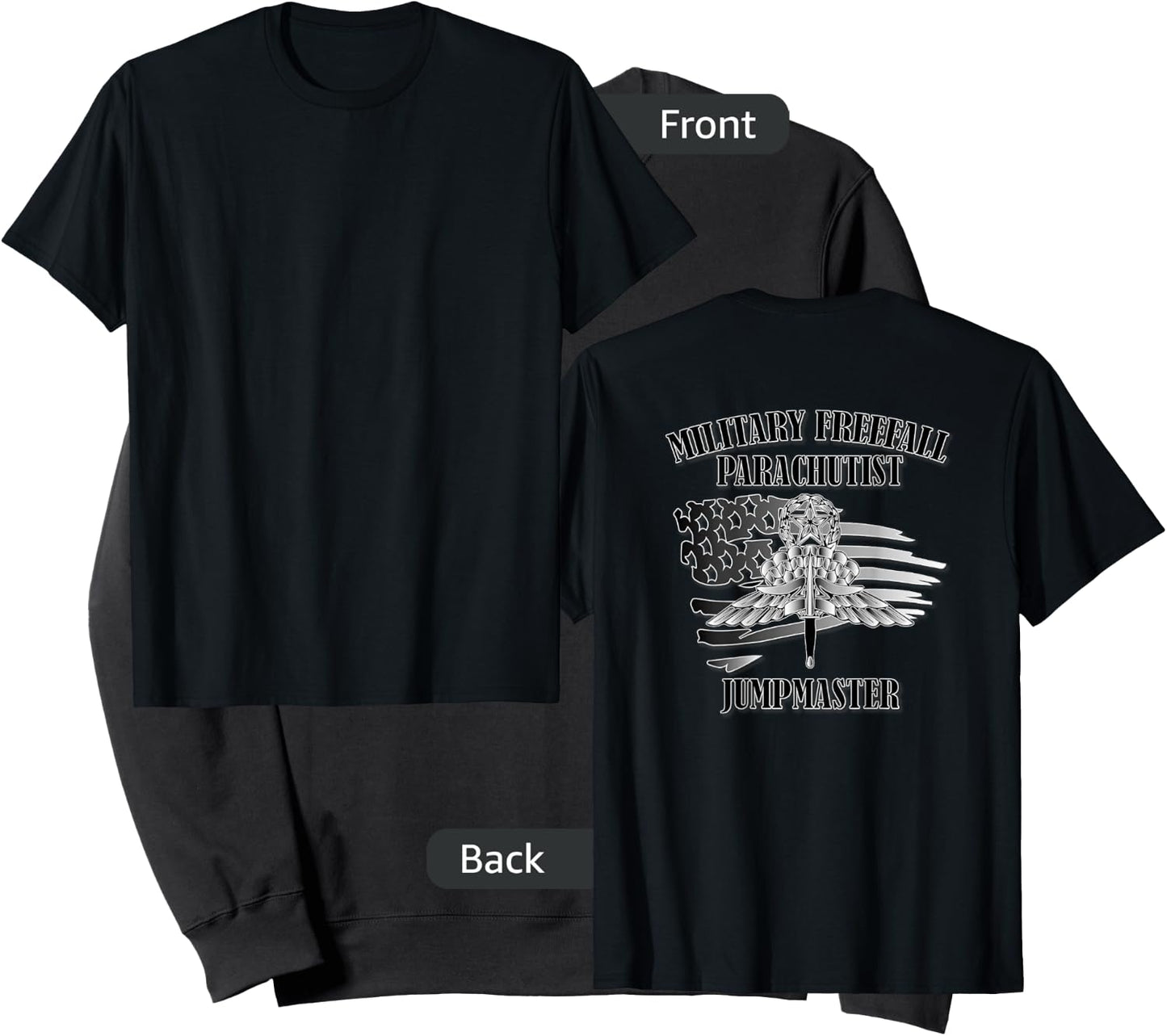 Military Freefall Parachutist- Jumpmaster (Back Design) Sweatshirt - Sweatshirt | Black