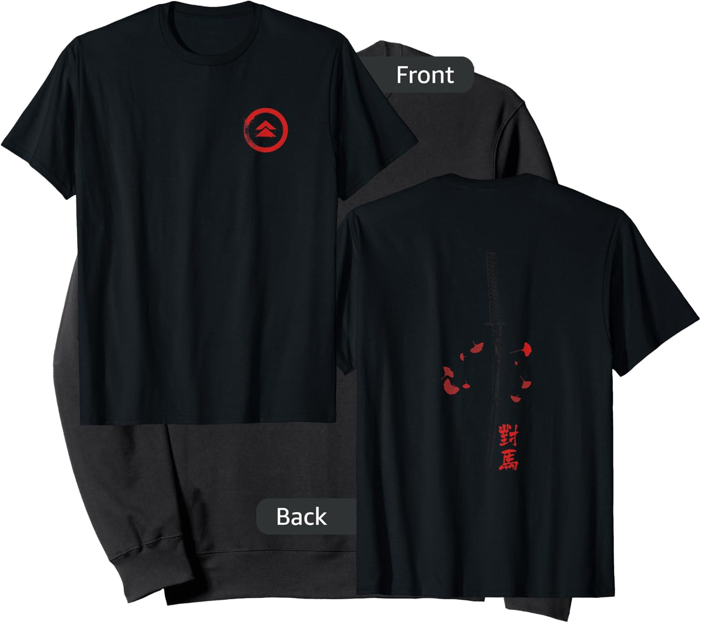 Ghost of Tsushima Front and Back Katana Leaves Video Game Sweatshirt - Sweatshirt | Black