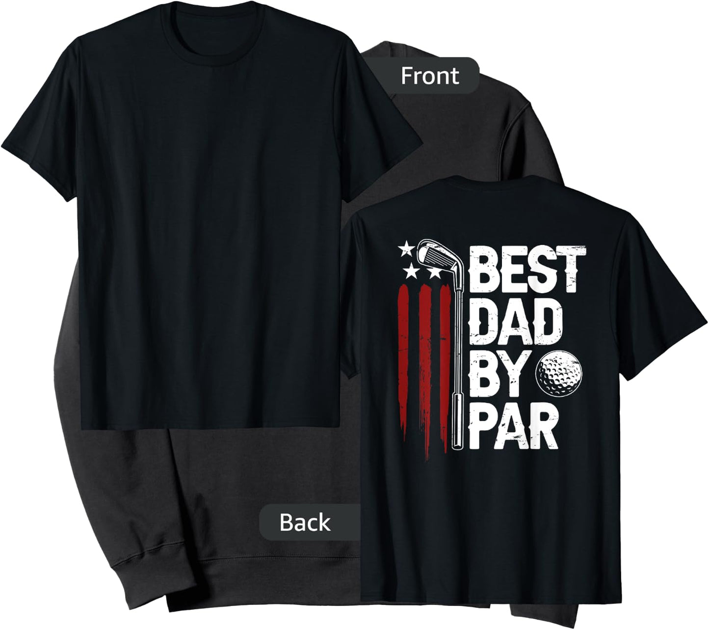 Golf Best Dad By Par Daddy Golfer American Flag On Back Men Sweatshirt - Sweatshirt | Black
