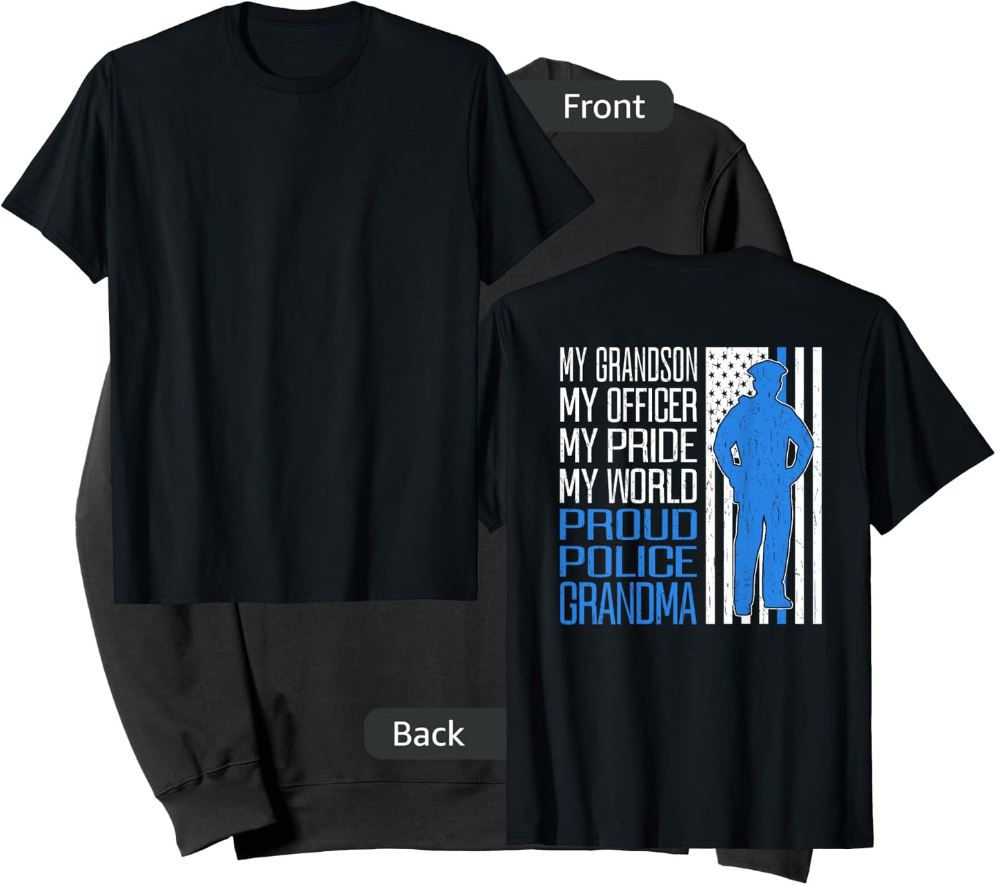 My Grandson My Officer Thin Blue Line Proud Police Grandma Sweatshirt - Sweatshirt | Black
