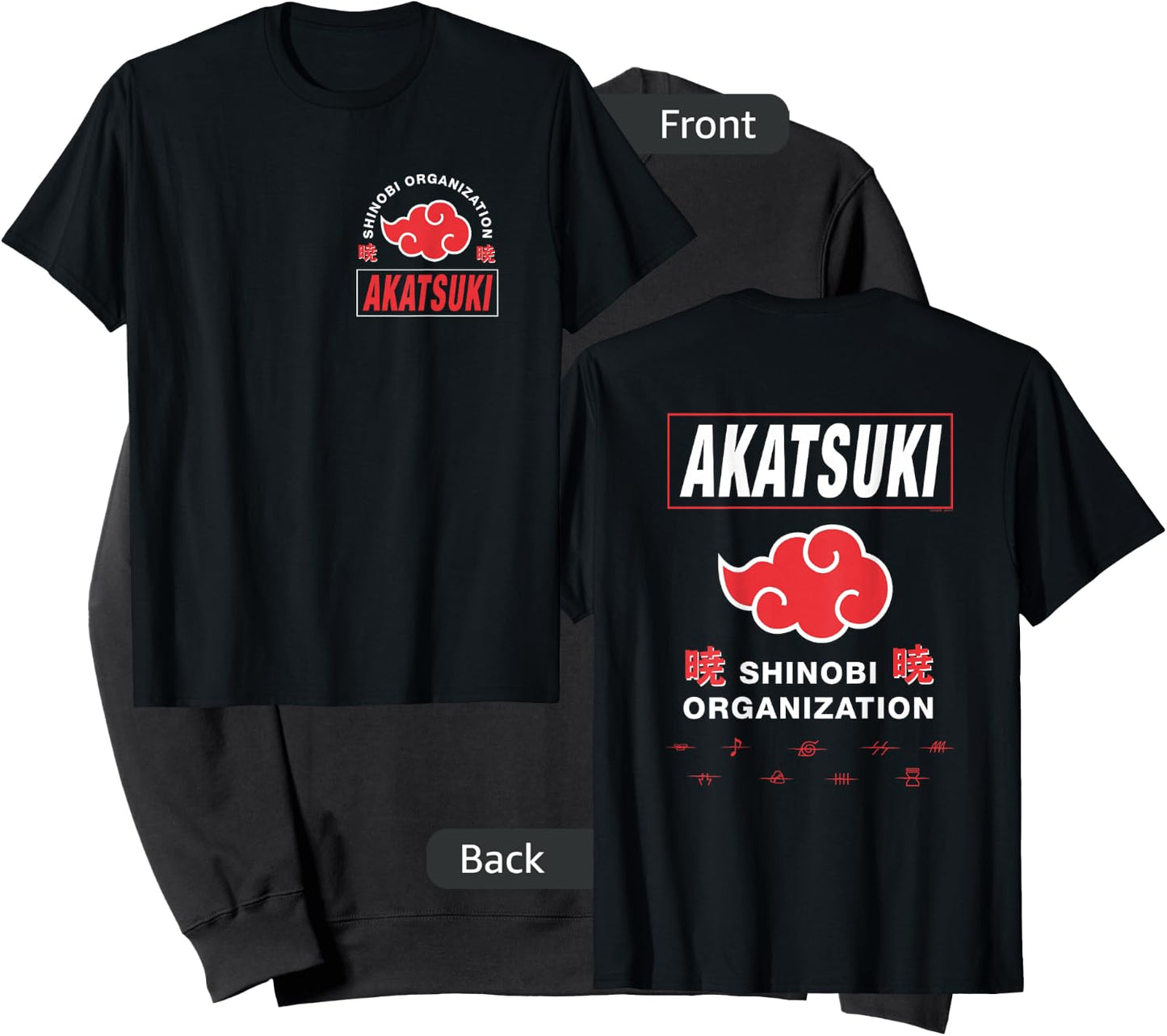 Naruto Shippuden Akatsuki Shinobi Org Front Back Anime Sweatshirt - Sweatshirt | Black