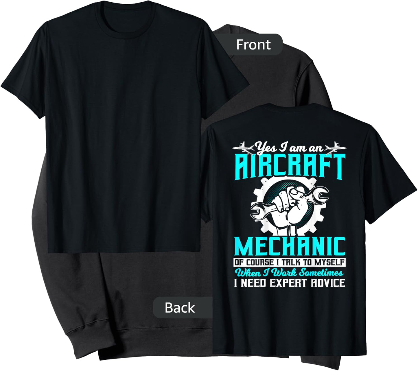 Airplane Mechanic Gift Design On Back Of Clothing Sweatshirt - Sweatshirt | Black