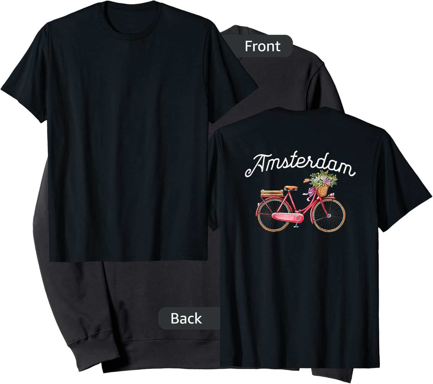 Vintage Women's Bike Amsterdam Floral Design Sweatshirt - Sweatshirt | Black