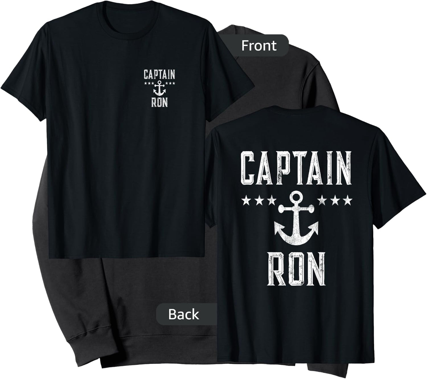 (Printed Both Sides) Retro Captain Ron Personalized Boating Sweatshirt - Sweatshirt | Black