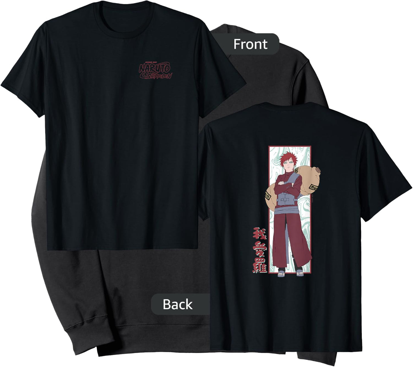 Naruto Shippuden Gaara Marble Background Front Back Anime Sweatshirt - Sweatshirt | Black