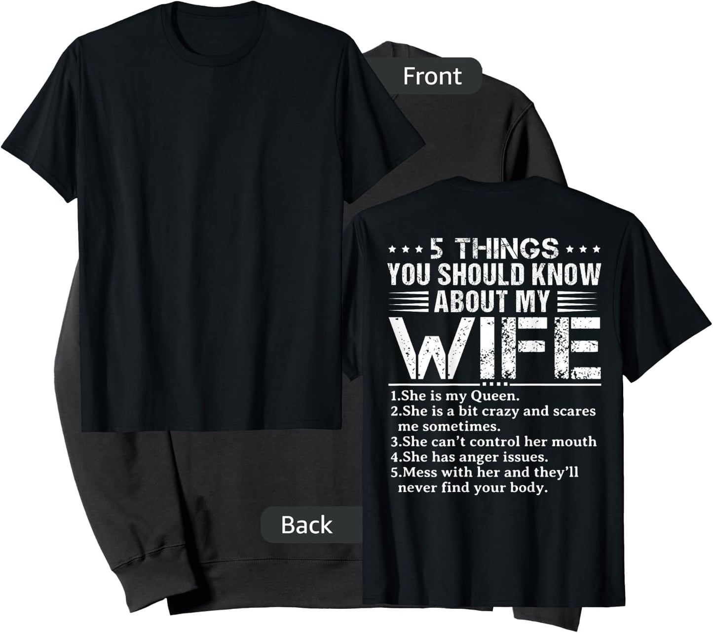 5 Things You Should Know About My Wife (On Back) husband Sweatshirt - Sweatshirt | Black