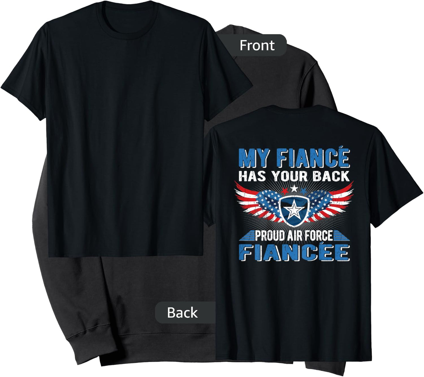 My Fiance Has Your Back Proud Air Force Fiancee Lover Gift Sweatshirt - Sweatshirt | Black