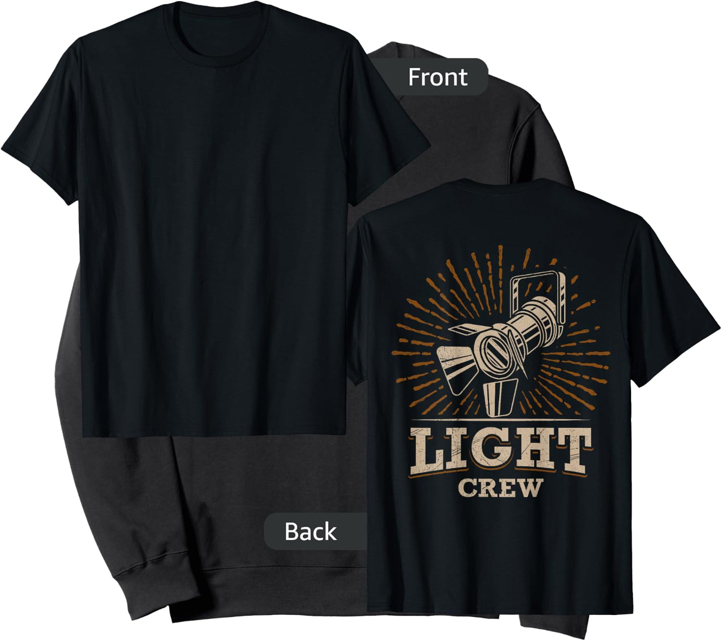 LIGHT CREW Theatre Lighting Technician Black X-Small Classic Fit Short Sleeve Cotton Sweatshirt - Sweatshirt | Black