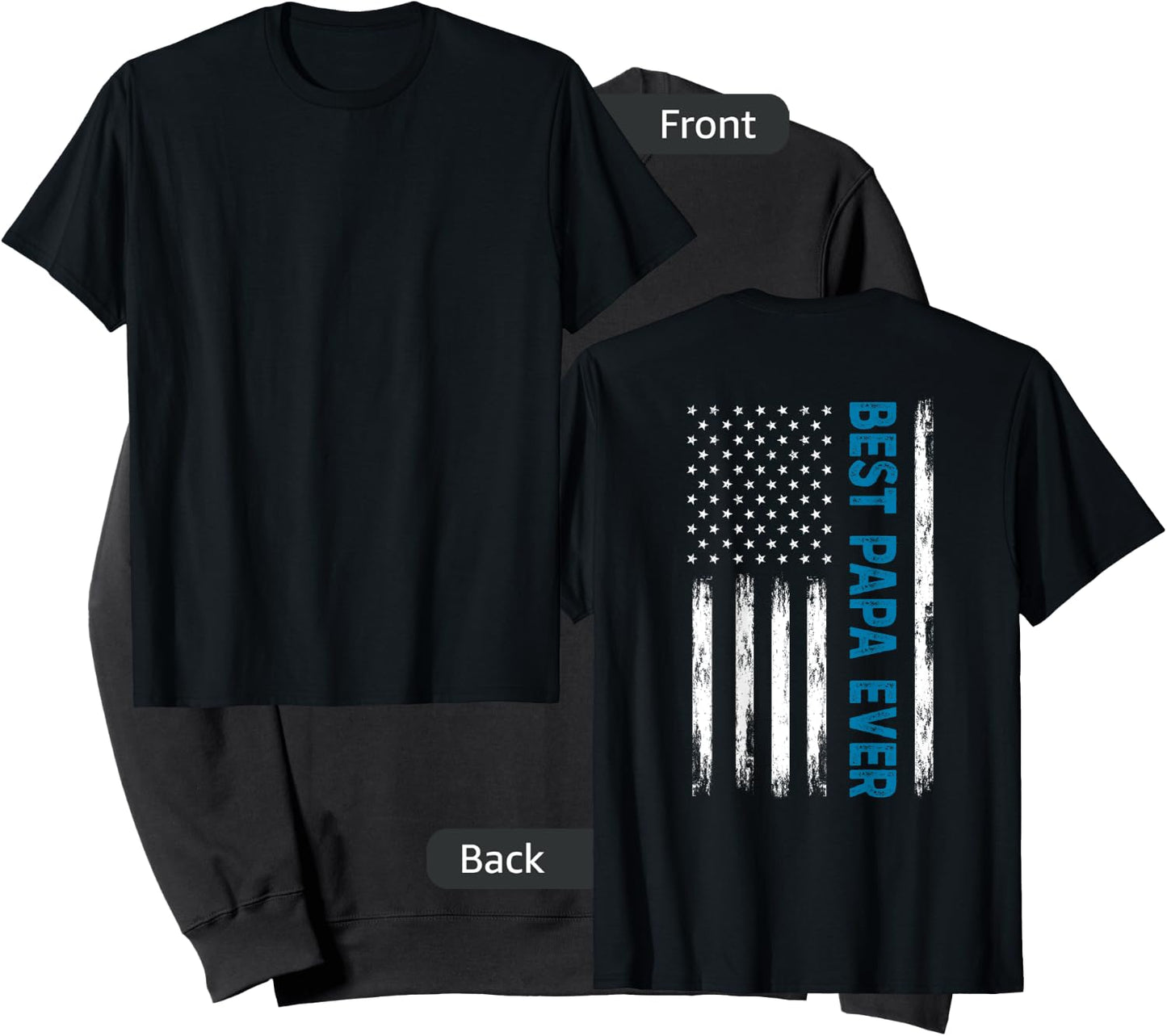 Father's Day Best Papa Ever With US American Flag (on back) Women Men Sweatshirt - Sweatshirt | Black
