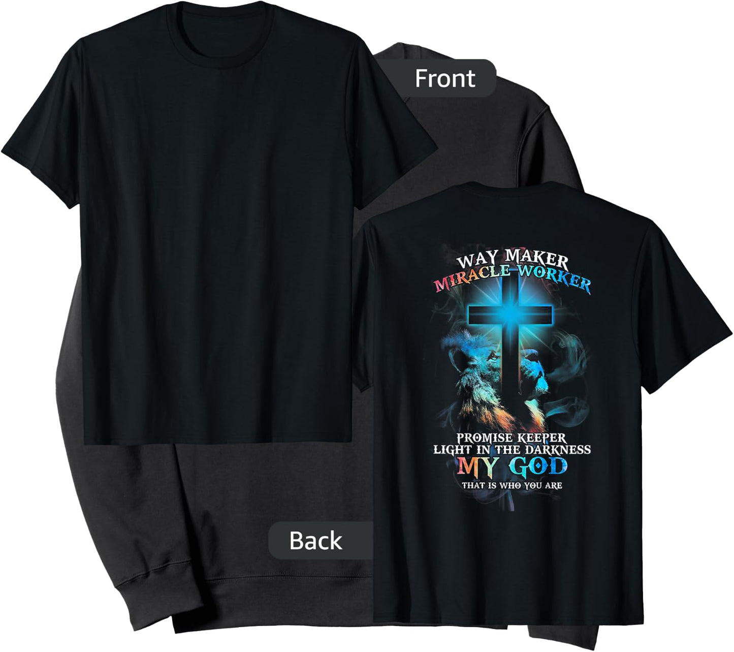 Lion Cross Light Colorful Waymaker Miracle Worker (on back) Sweatshirt - Sweatshirt | Black