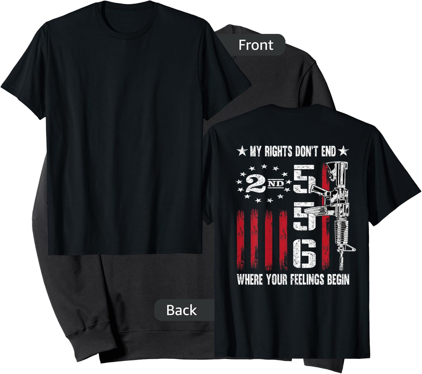 2nd Amendment Feelings America USA Patriotic Funny On Back Small Sweatshirt - Sweatshirt | Black