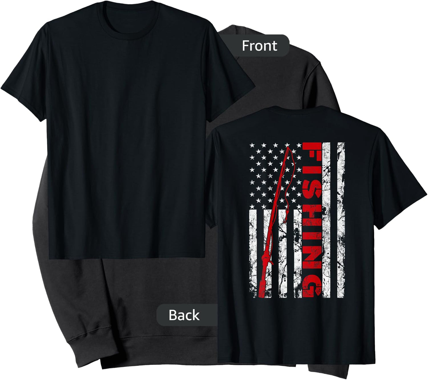 Fishing American Flag Rod USA Patriotic Fisherman Sweatshirt - Sweatshirt | Black
