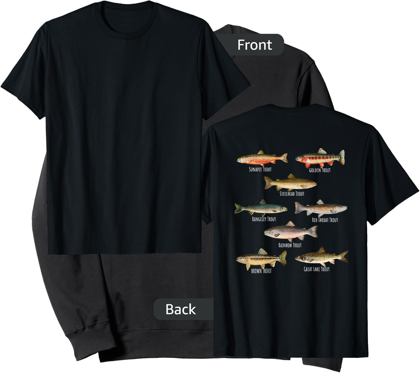 Types Of Trout Fish Species - Fishing Gift DESIGN ON BACK Sweatshirt - Sweatshirt | Black