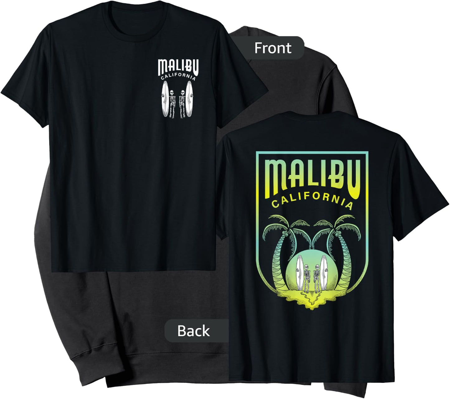 Malibu Beach California Surfing Art - Skeleton Surfers Women Kids Sweatshirt - Sweatshirt | Black