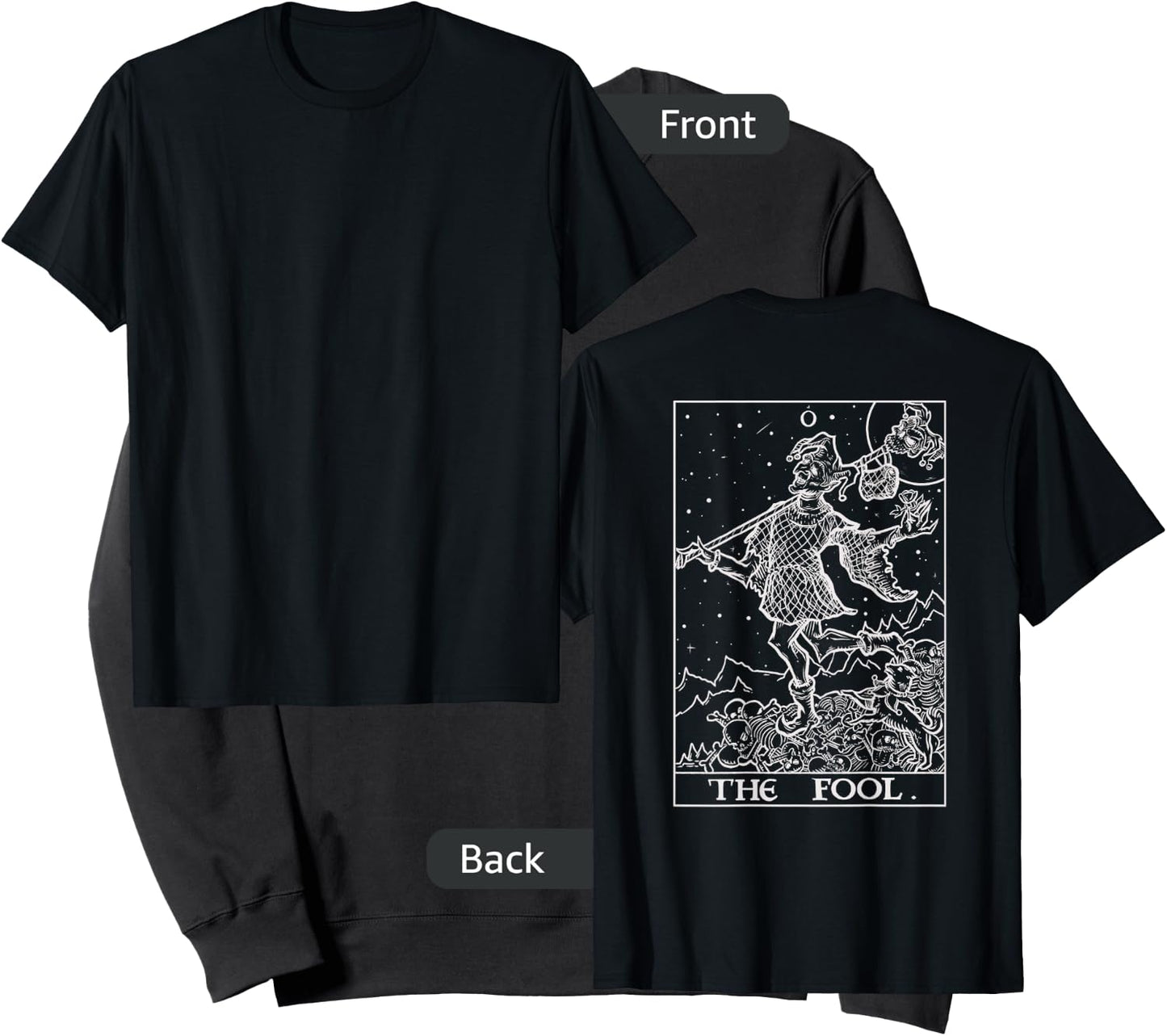 The Fool Tarot Card Halloween Gothic Clothing Back Print Sweatshirt - Sweatshirt | Black
