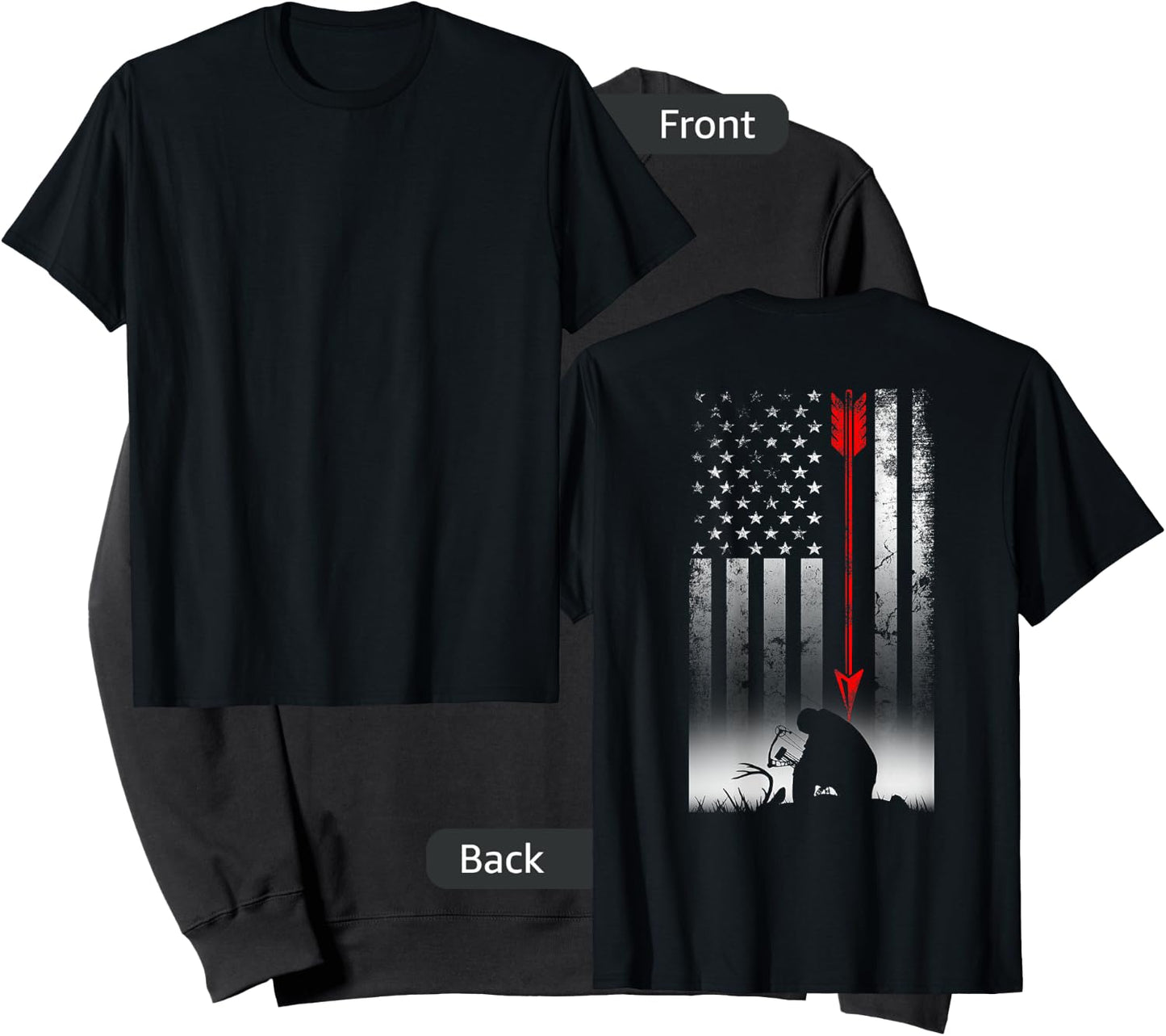 Bow Deer Hunting American Flag Gift Bow Hunting Sweatshirt - Sweatshirt | Black