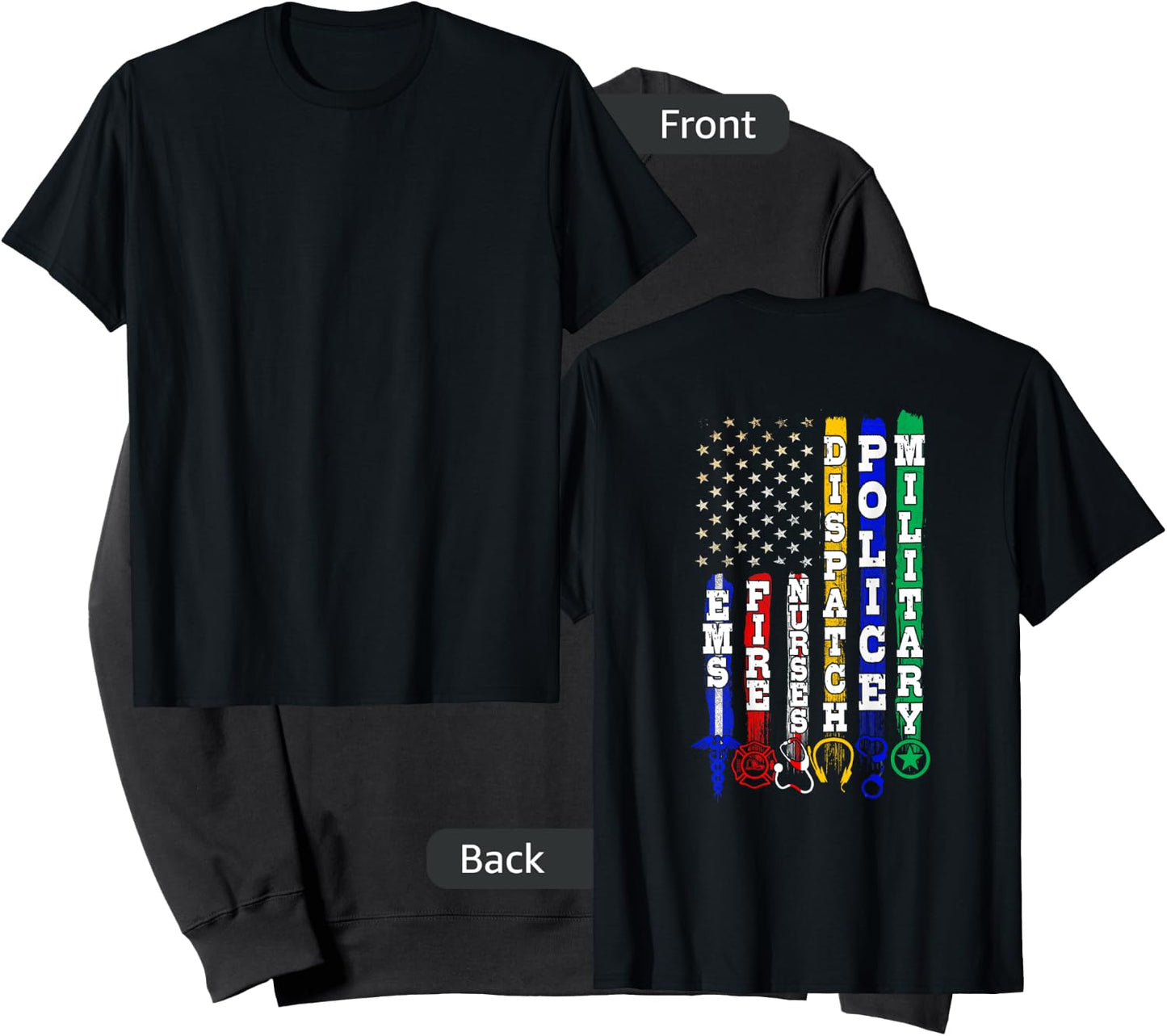 First Responders Design On Back Of Clothing Sweatshirt - Sweatshirt | Black