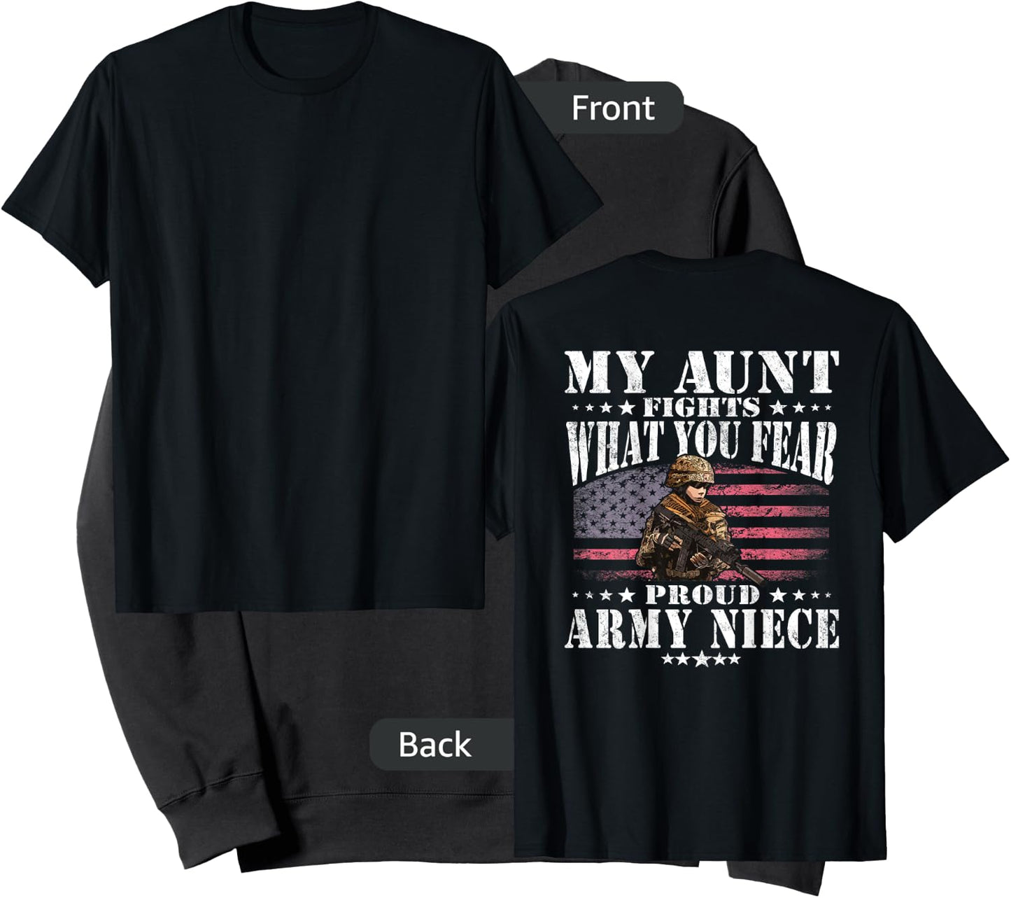 My Aunt Fights What You Fear Proud Army Niece Military Gift Sweatshirt - Sweatshirt | Black