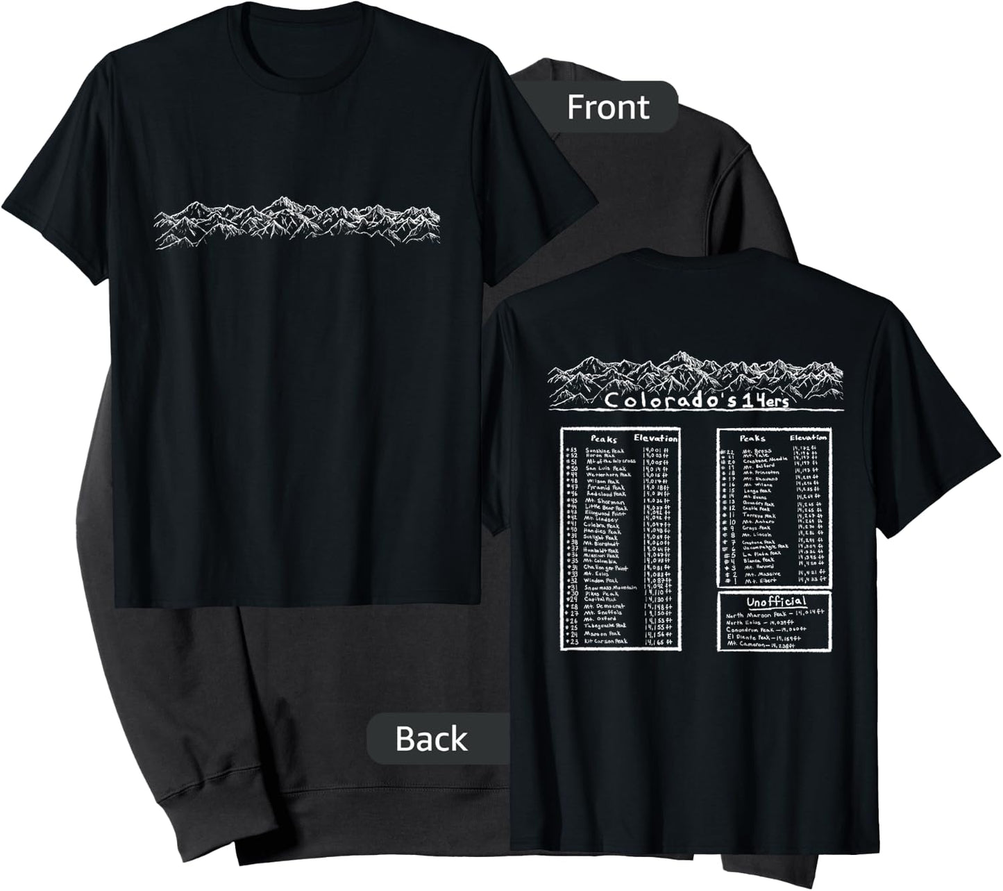 All the Colorado 14ers Mountain Outdoor Hiking Gift Sweatshirt - Sweatshirt | Black