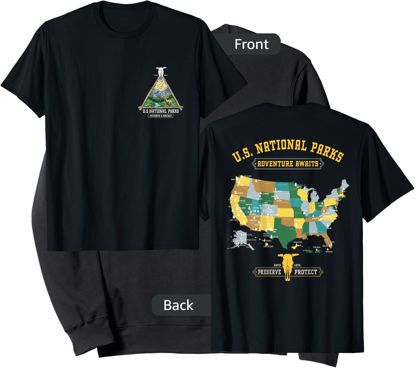 All 63 US National Parks Adventure Map Graphic(+ back print) Sweatshirt - Sweatshirt | Black