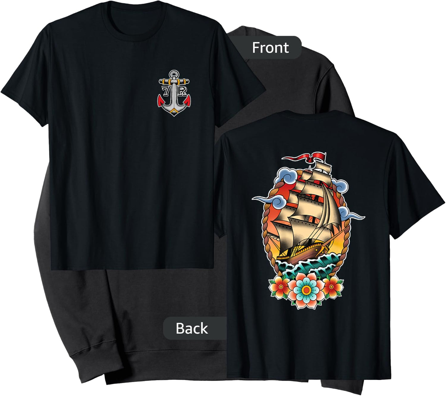 Old School American Traditional Tattoo Flash Clipper Ship Sweatshirt - Sweatshirt | Black