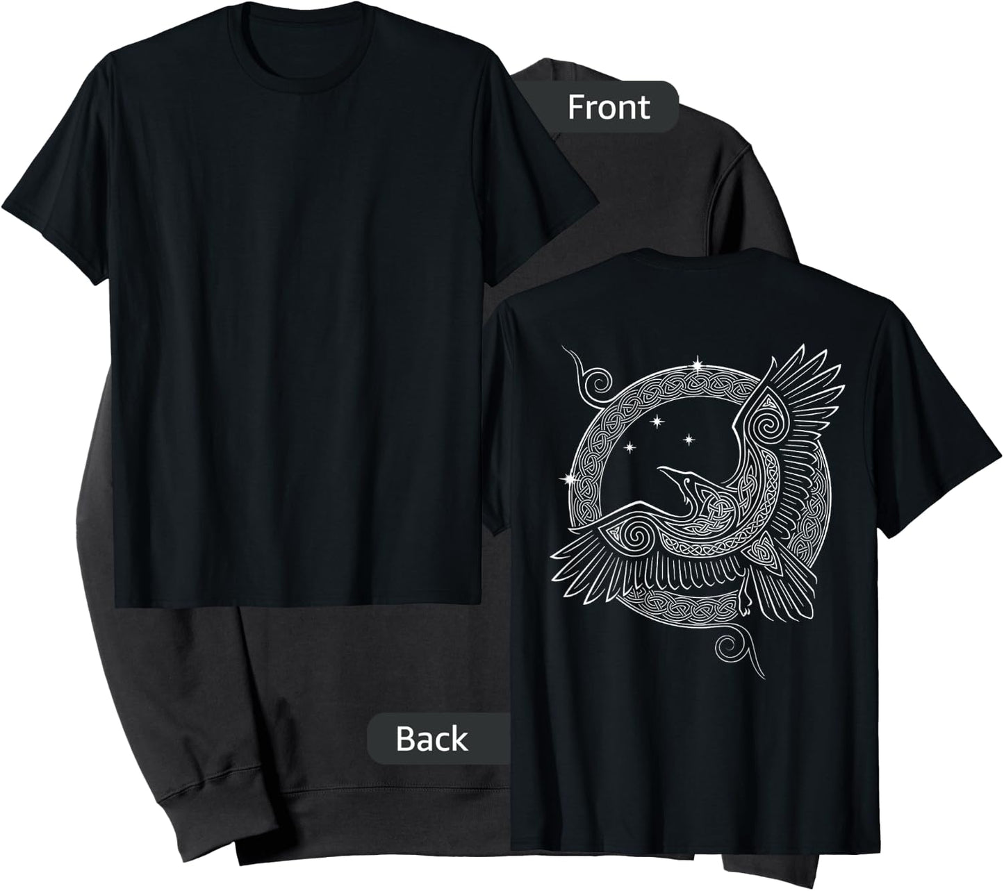 Raven Knotwork Moon Viking (on Back) Sweatshirt - Sweatshirt | Black