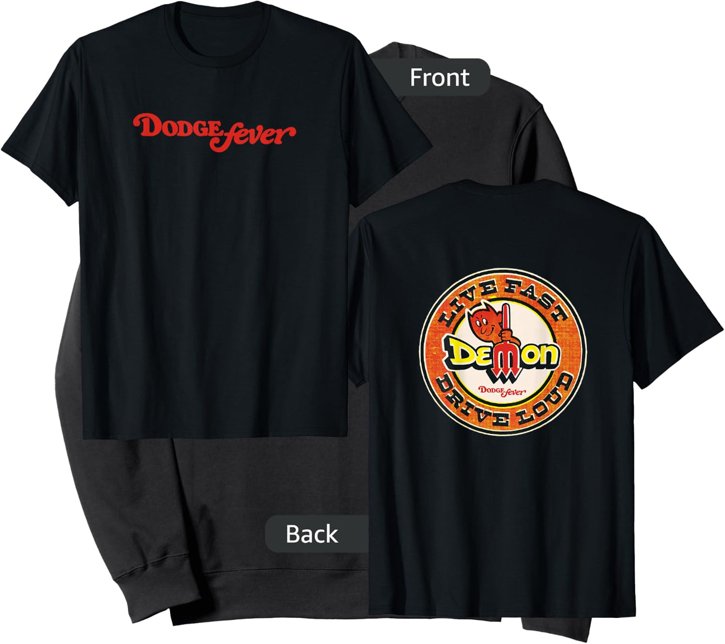 Dodge Fever Demon - Black, Adult, Short Sleeve, , Letter Print, Modern Vintage Style Sweatshirt - Sweatshirt | Black