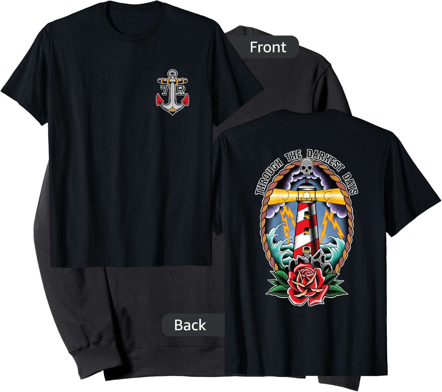 Lighthouse Old School Tattoo Art, Through The Darkest Days Sweatshirt - Sweatshirt | Black