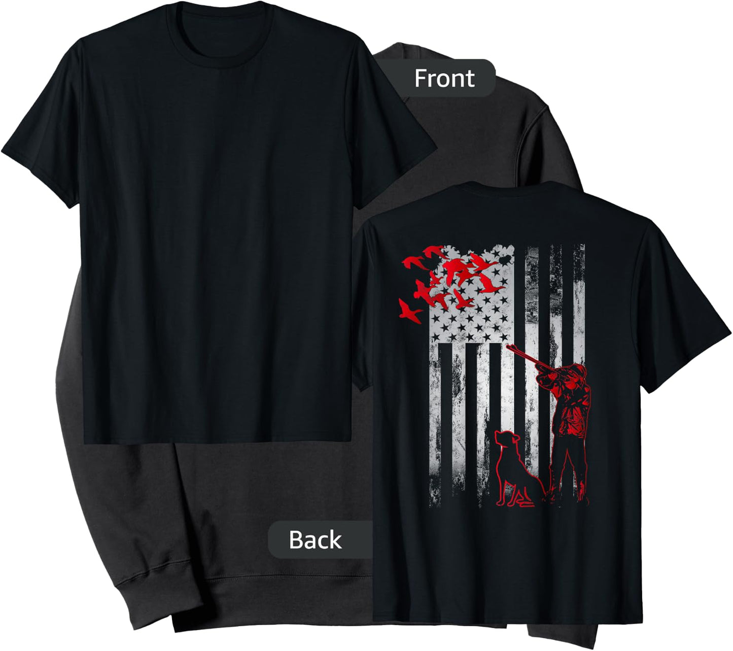 Duck Hunting with Dog Hunters Daddy gift American USA Flag Women Men Sweatshirt - Sweatshirt | Black