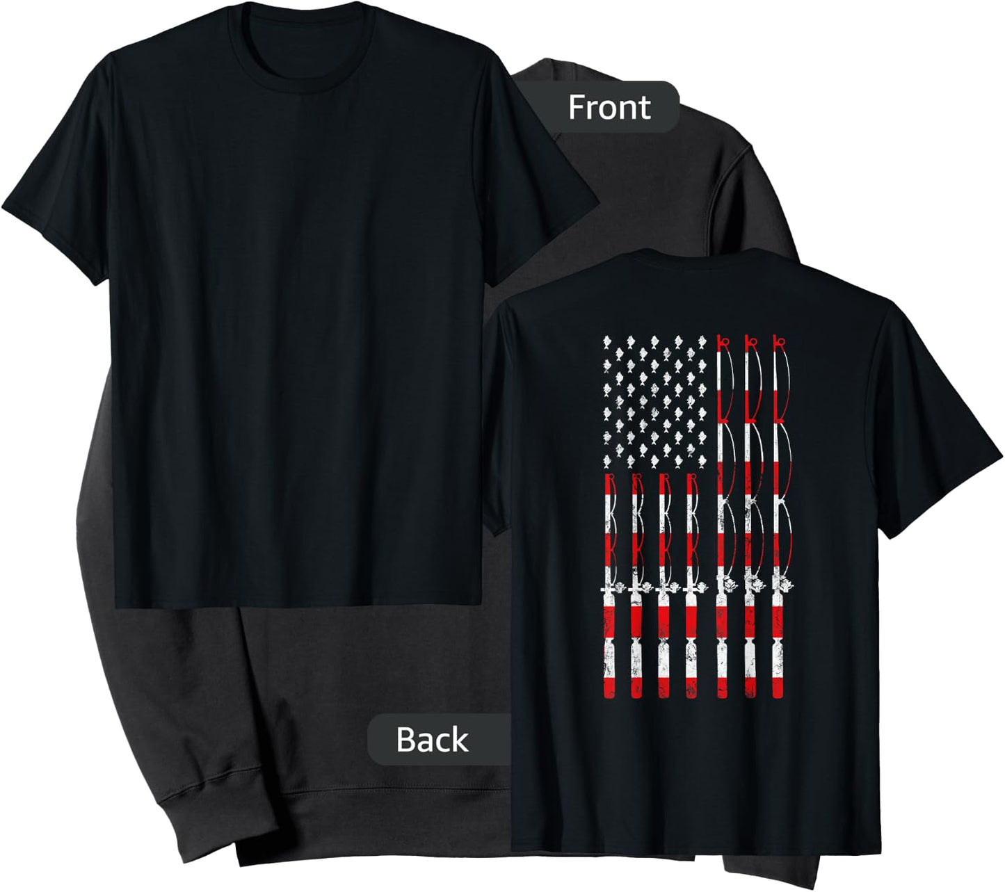 Fishing Pole American USA Flag Patriotic Fishing gift Sweatshirt - Sweatshirt | Black