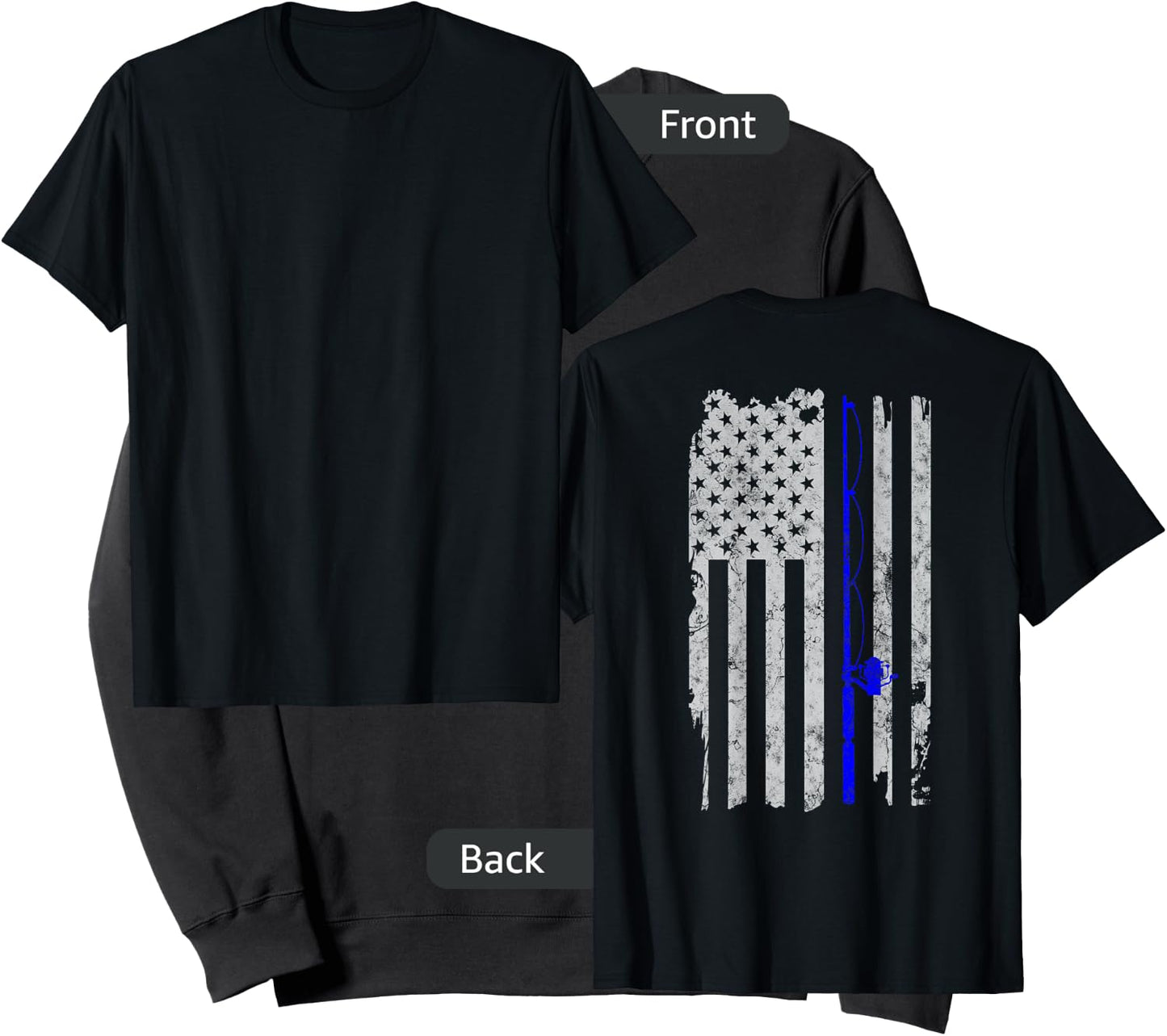 American Flag Vintage Fishing Sweatshirt - Sweatshirt | Black
