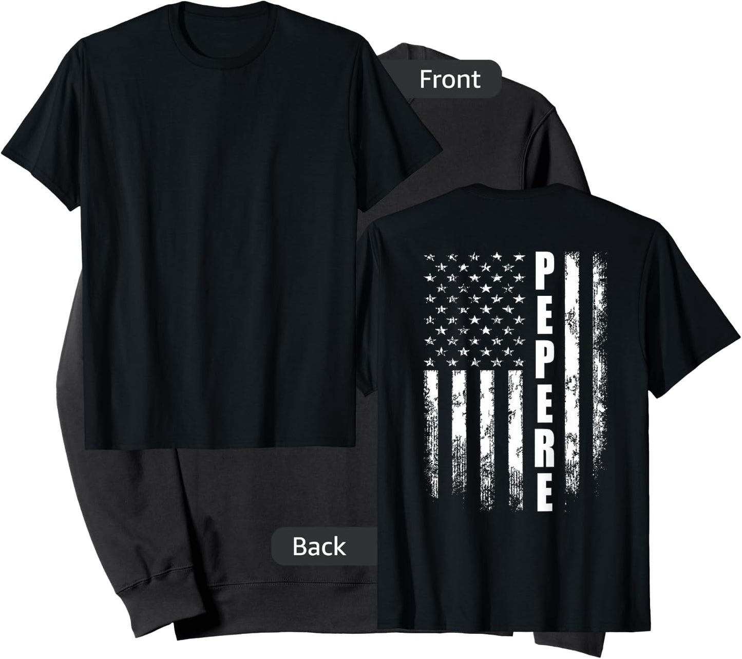 Pepere America Flag Christmas Father'day Sweatshirt - Sweatshirt | Black