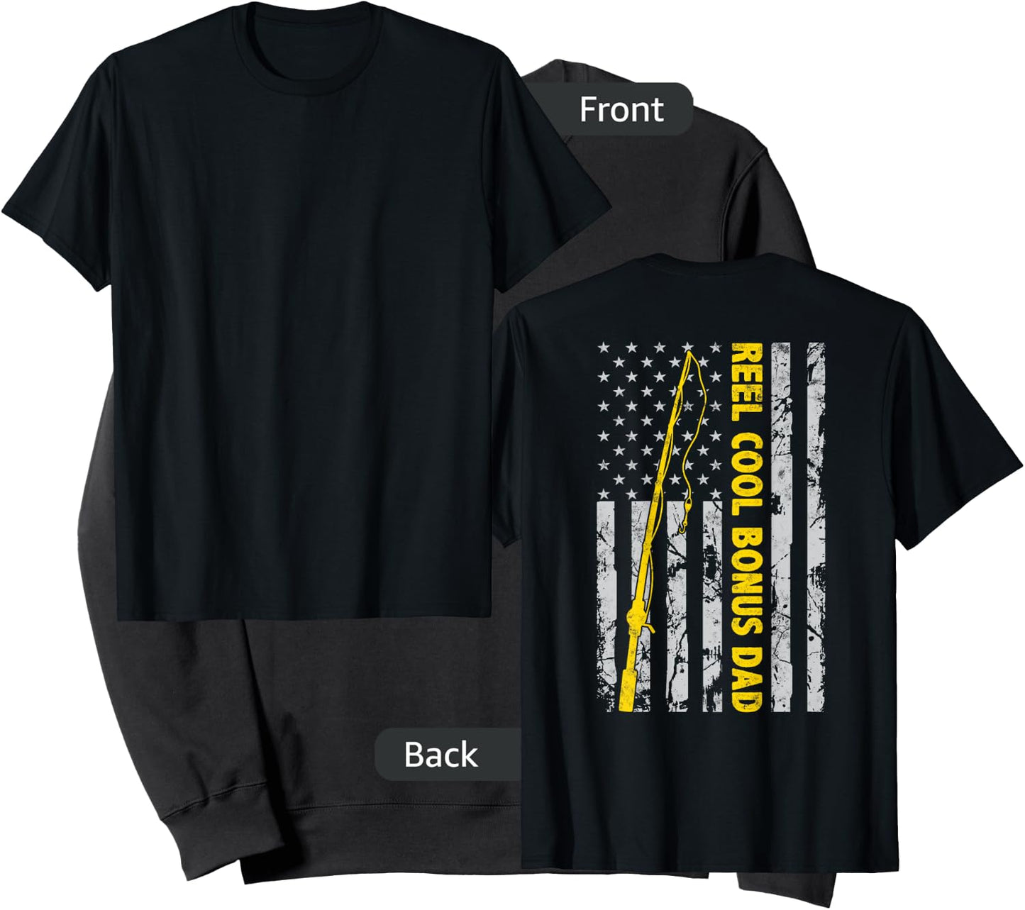 Reel cool Bonus Dad Fishing American Flag gift Fisherman Dad Sweatshirt - Sweatshirt | Black