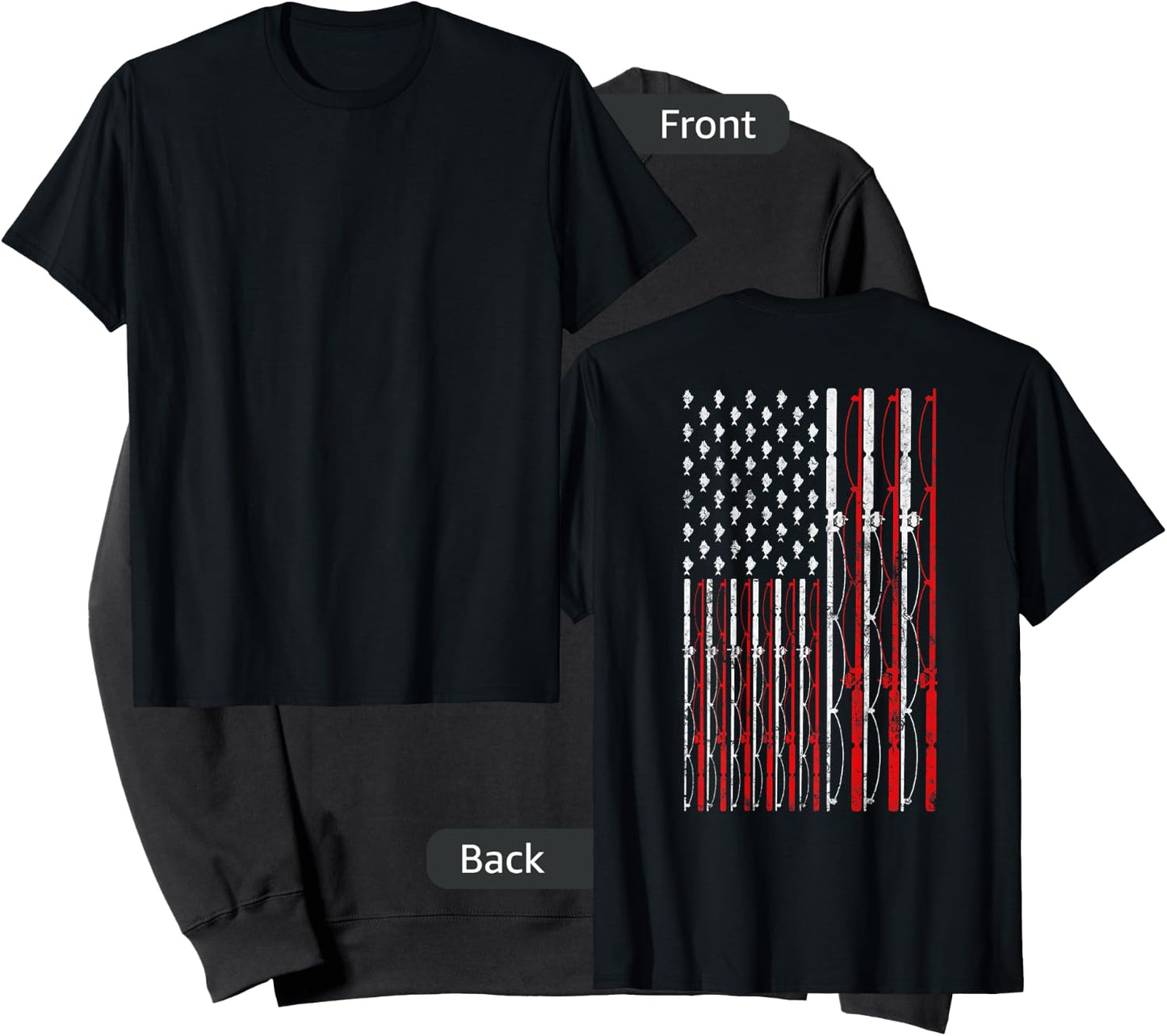 Fishing Rod American Flag Funny Vintage Fishing Sweatshirt - Sweatshirt | Black