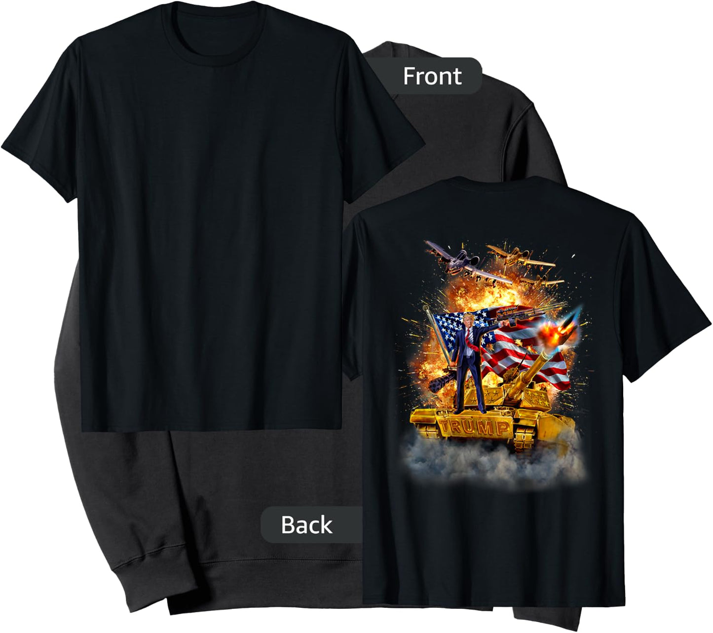 President Donald Trump Rides a Golden Tank Sweatshirt - Sweatshirt | Black
