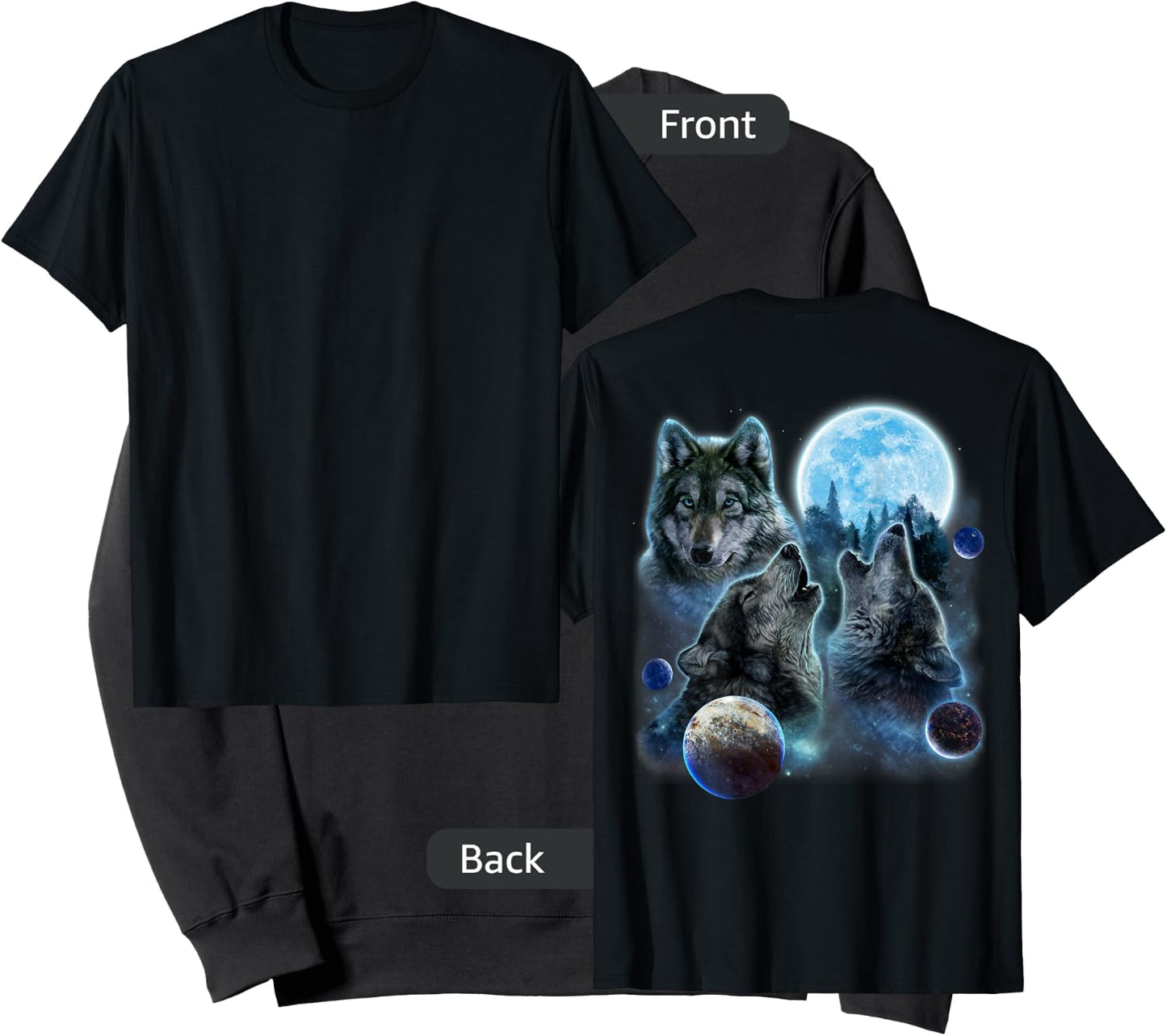 Three Wolf Howling and Moon Sweatshirt - Sweatshirt | Black
