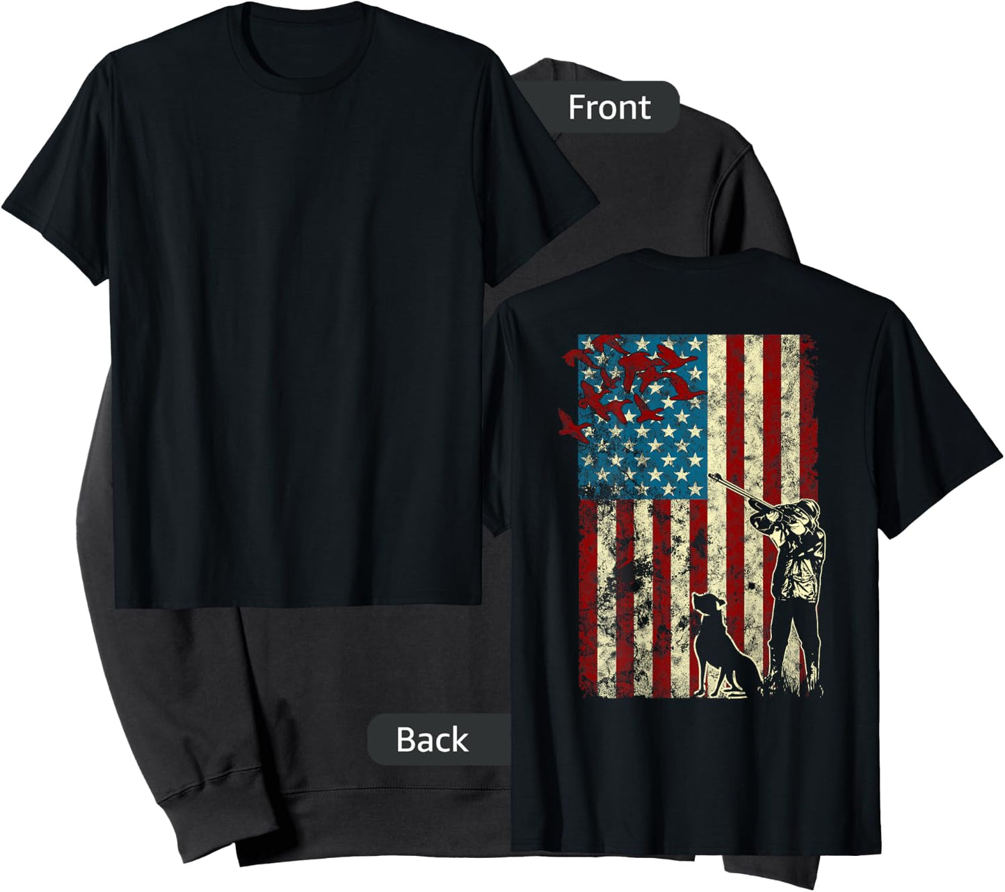 Duck Hunting Distressed Patriotic American Flag gift Hunters Sweatshirt - Sweatshirt | Black
